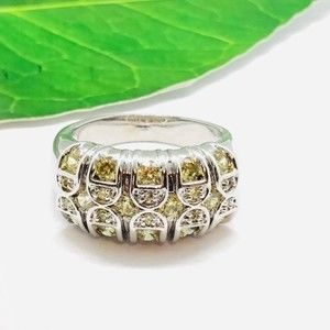 Sterling Silver Canary Yellow CZ Ring Size 10
